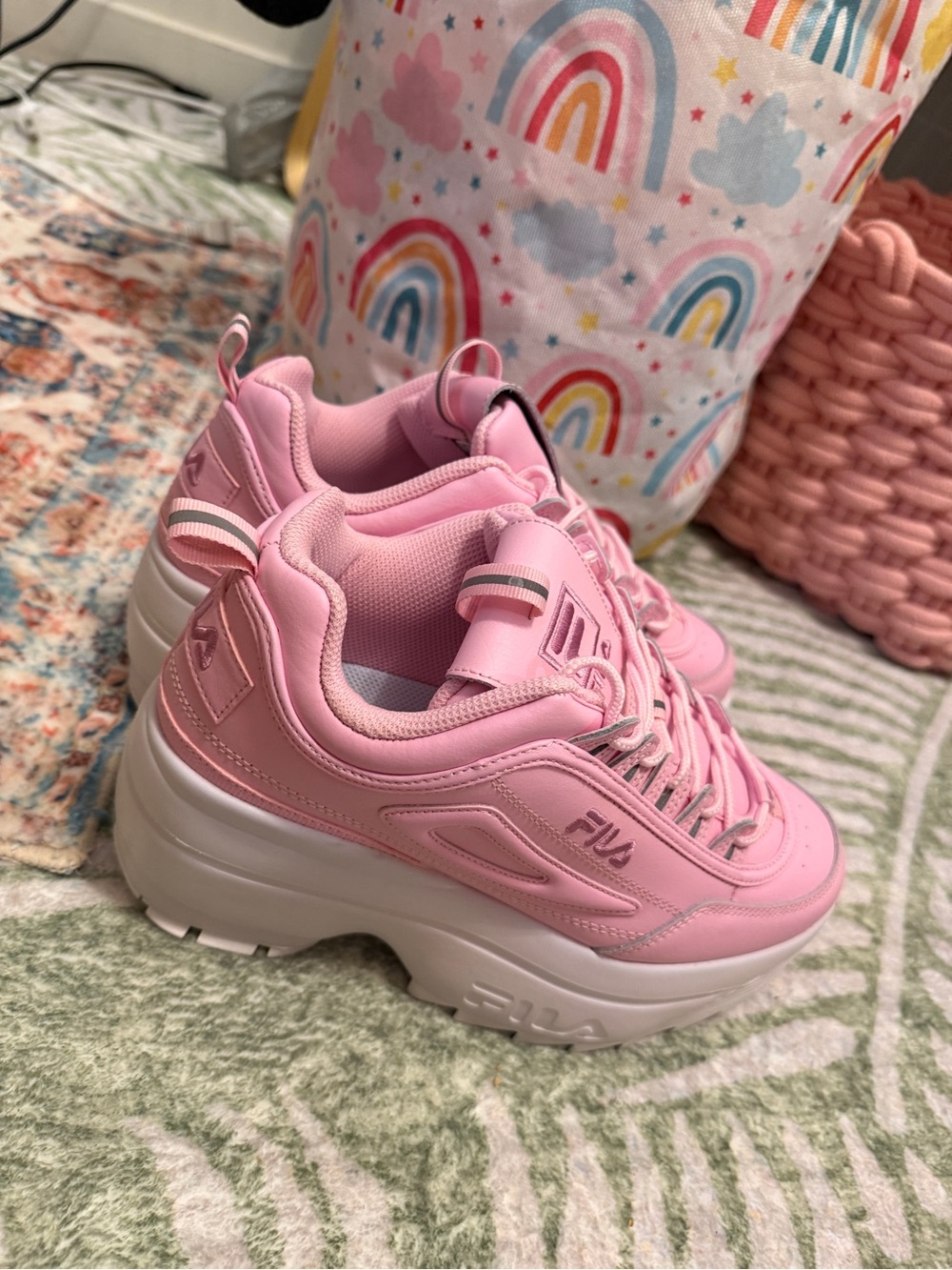 Fila Disruptors Pink and White Platform Sneakers - Picture 4 of 8